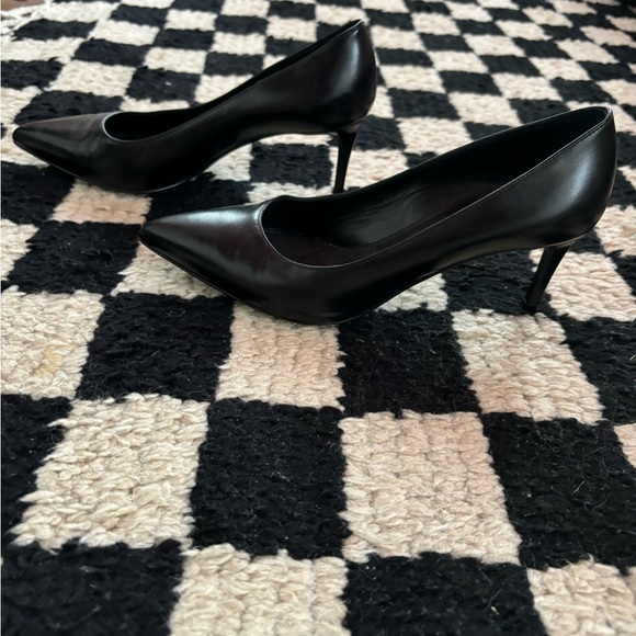 SAINT LAURENT black leather Anja 85 pointed toe pump heels 36.5 - Picture 6 of 8